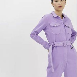 Tomorrow Organic belted denim in lilac. Size 38 US 6 UK 12